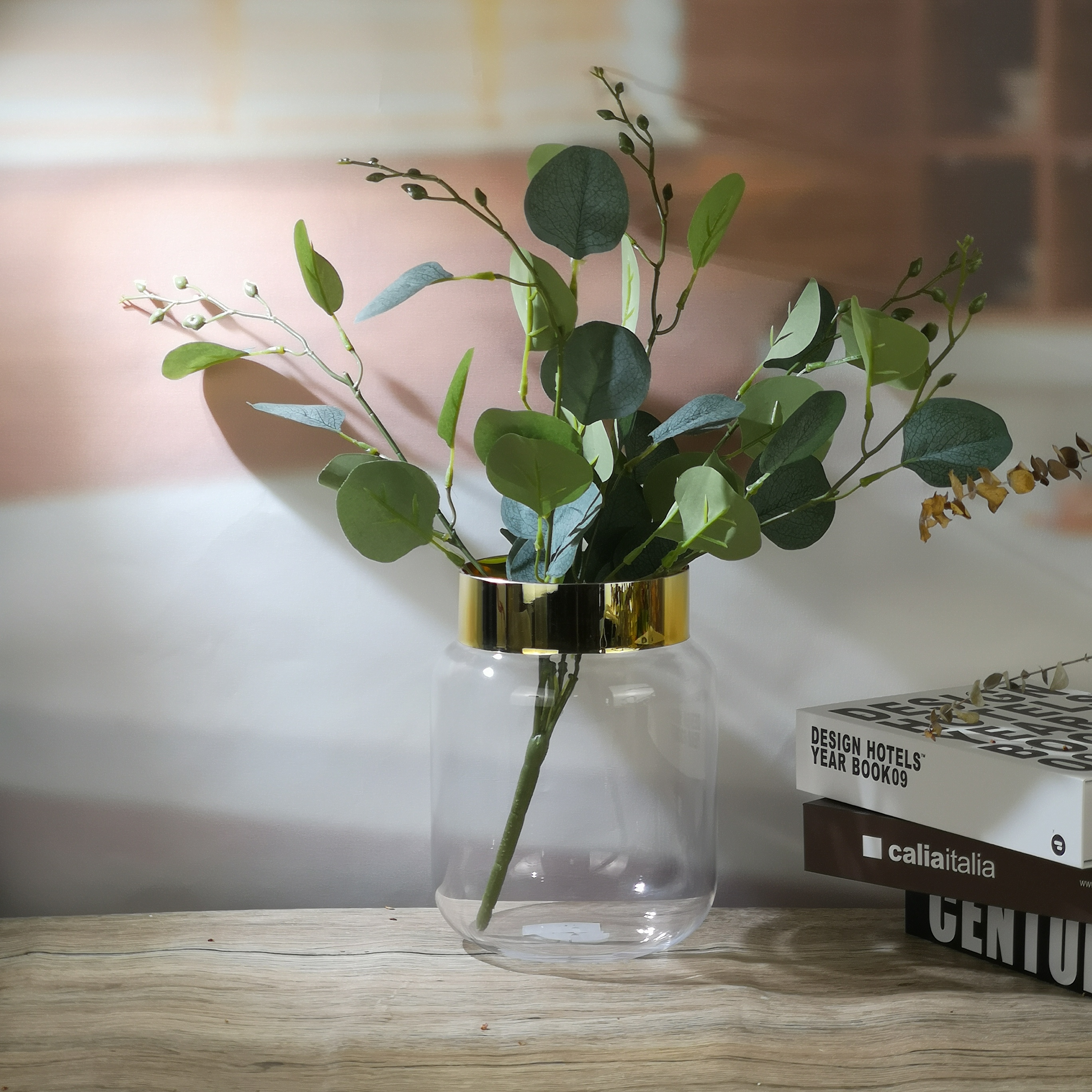 Plated Gold Effect Clear Crystal Glass Vase