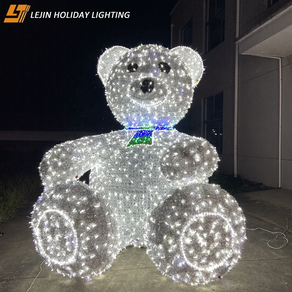 Outdoor square decoration 3M 24V lovely white 3d polar bear motif light for festival celebrate