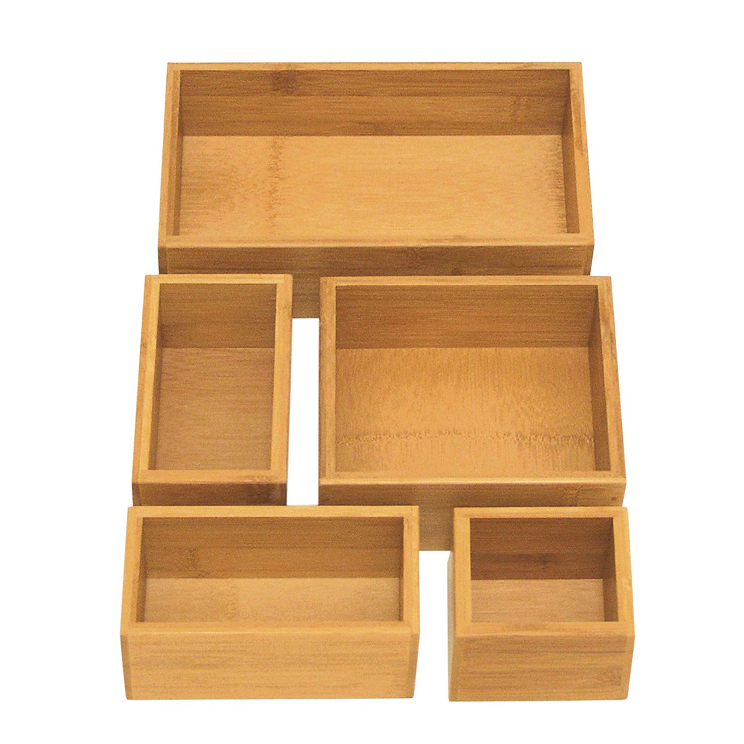 Bamboo Eco-Friendly Organizer Box Set ，5 piece Tray