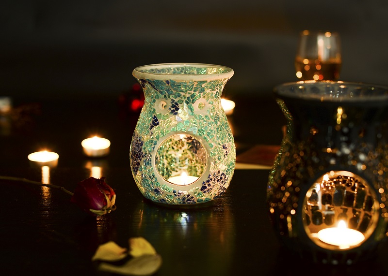 Mosaic Glass Tealight Incense Burne for Home