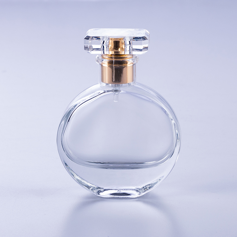 50ml flat round clear luxury glass perfume bottle