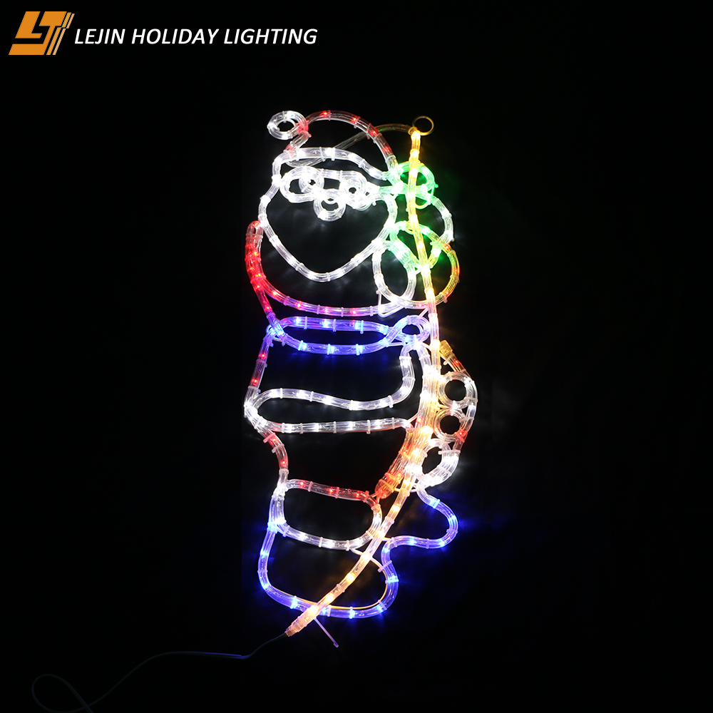 Colorful 100V Santa Claus climbs rope LED Christmas motif light with hanging ring