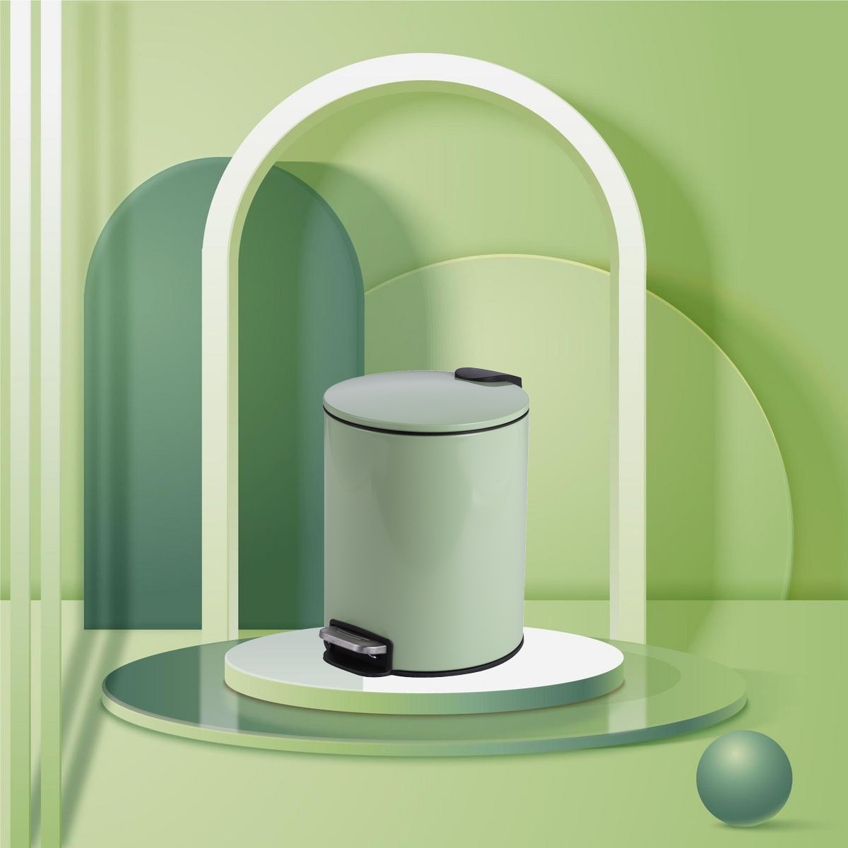 Hot sales ins nordic style round 5 liters living room bathroom bedroom pedal trash bin with lid