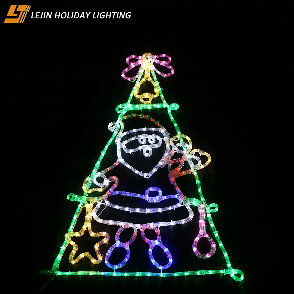 Christmas festival decoration 100V triangle 2D Santa Claus tree motif led lights