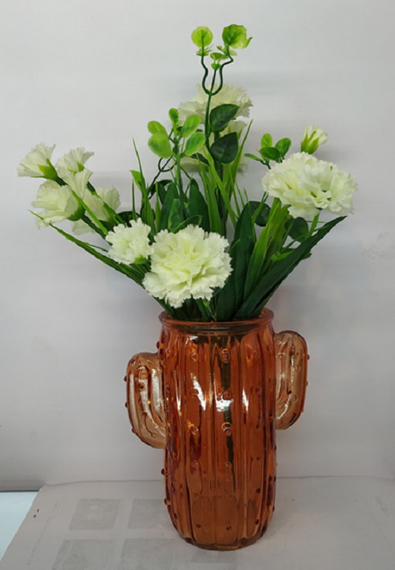 Color printed cactus glass home decoration vase glass vase