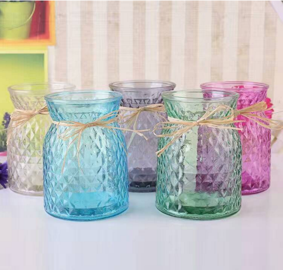 Color transparent glass vase hydroponic vase living room decoration
