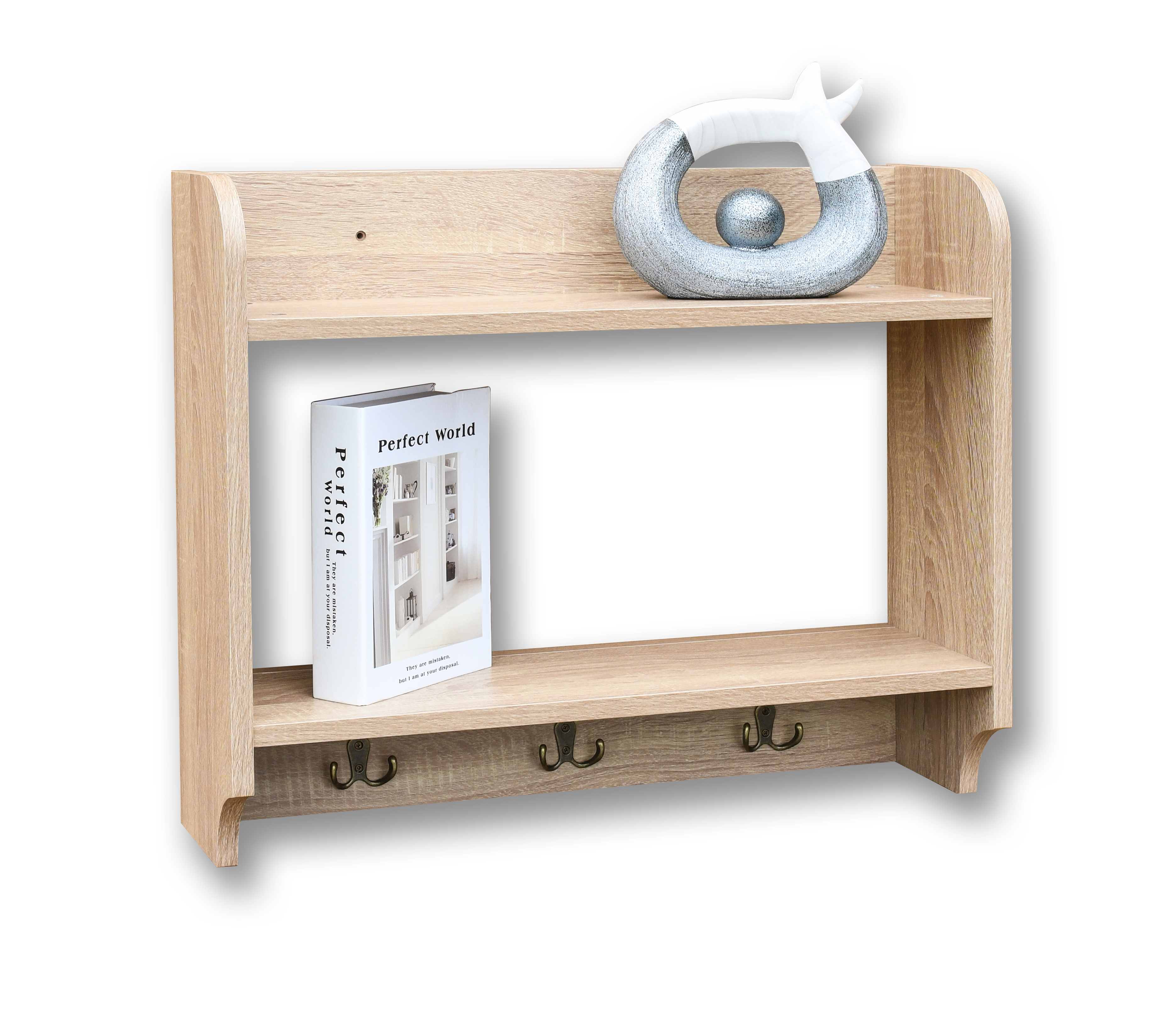 Two two-layer wall shelf with hooks for decorate