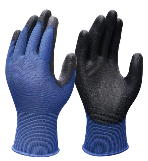 Factory Hot Selling orange Color Nylon Knitted Polyurethane Coated/ PU Palm fit Safety Work glove