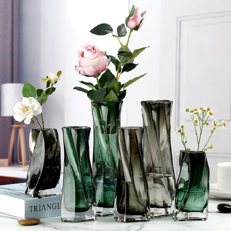 European creative geometric glass vase living room water flower dry flower vase table decoration