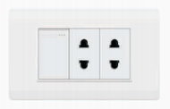 1 Gang 1 way switch+Double universal socket without grounding