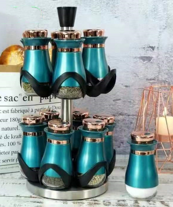 Revolving Glass Spice Jars Set