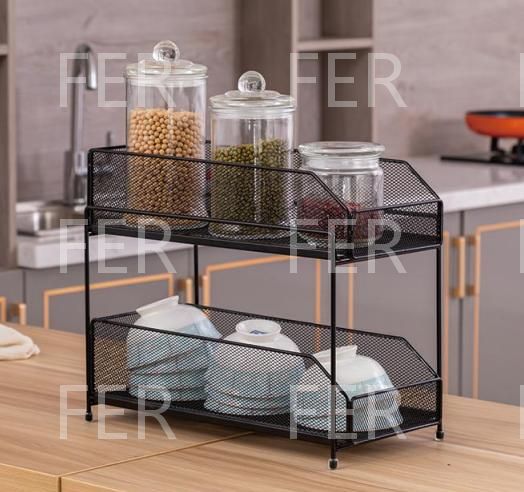 2-Tier Spice Rack Kitchen Organizer Cabinet Storage with Sliding Storage Drawer