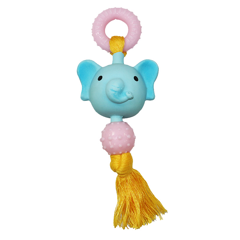 4.5cm Latex Elephant with TPR ball and ring BB whistle Dog Pet Toys