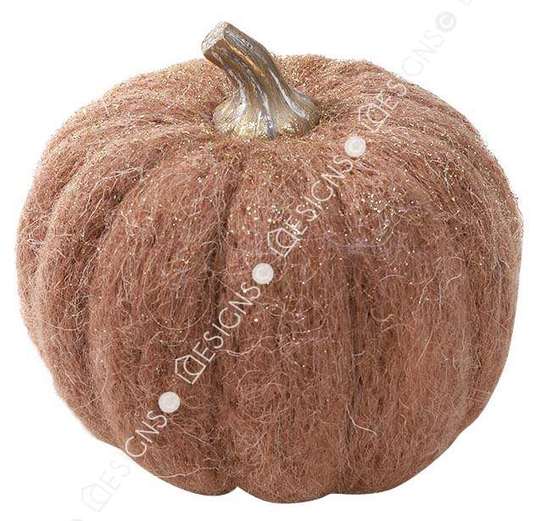 0000000000Woollen Handmade Artificial Pumpkin Orange Ornament for Fall Harvest Farmhouse Decor