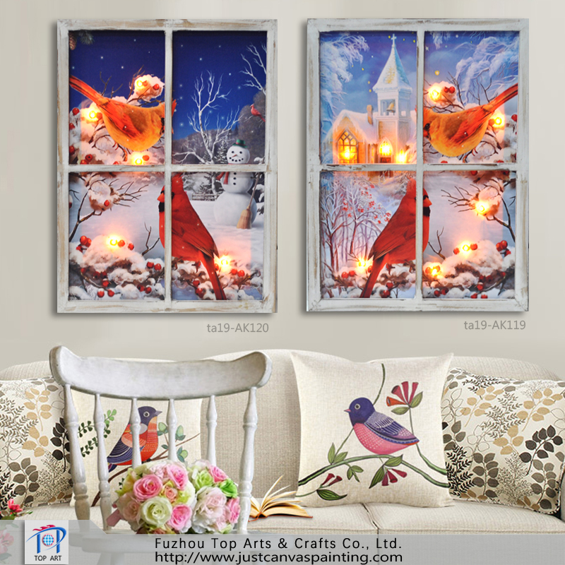 LED canvas wall art print Christmas decor wood frame