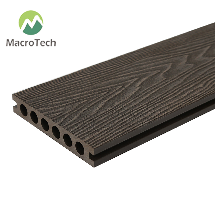 140x23mm 3D embossed plastic wood dark brown decorative board composite floor