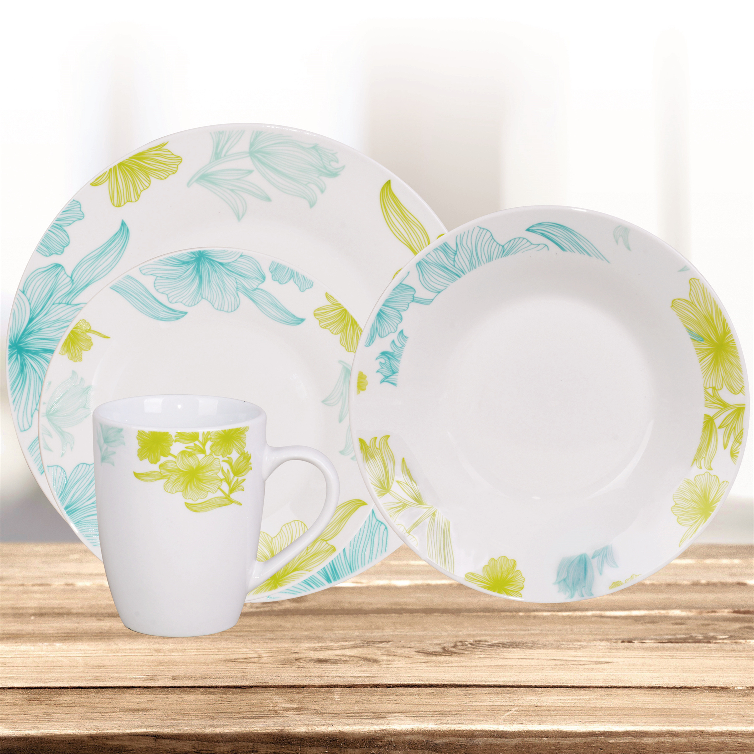16 Piece Porcelain Dinnerware Set Full Decal