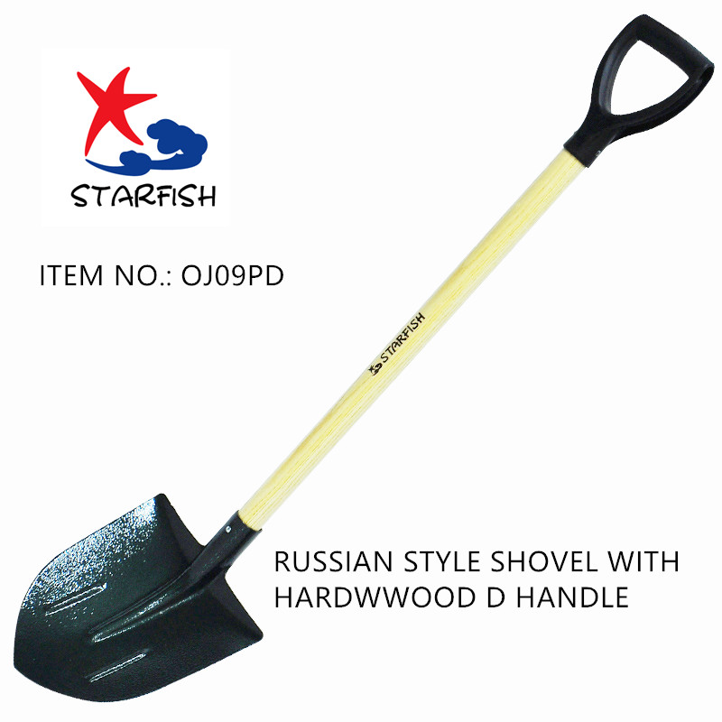 Russian Style Shovel With Hardwood D Handle
