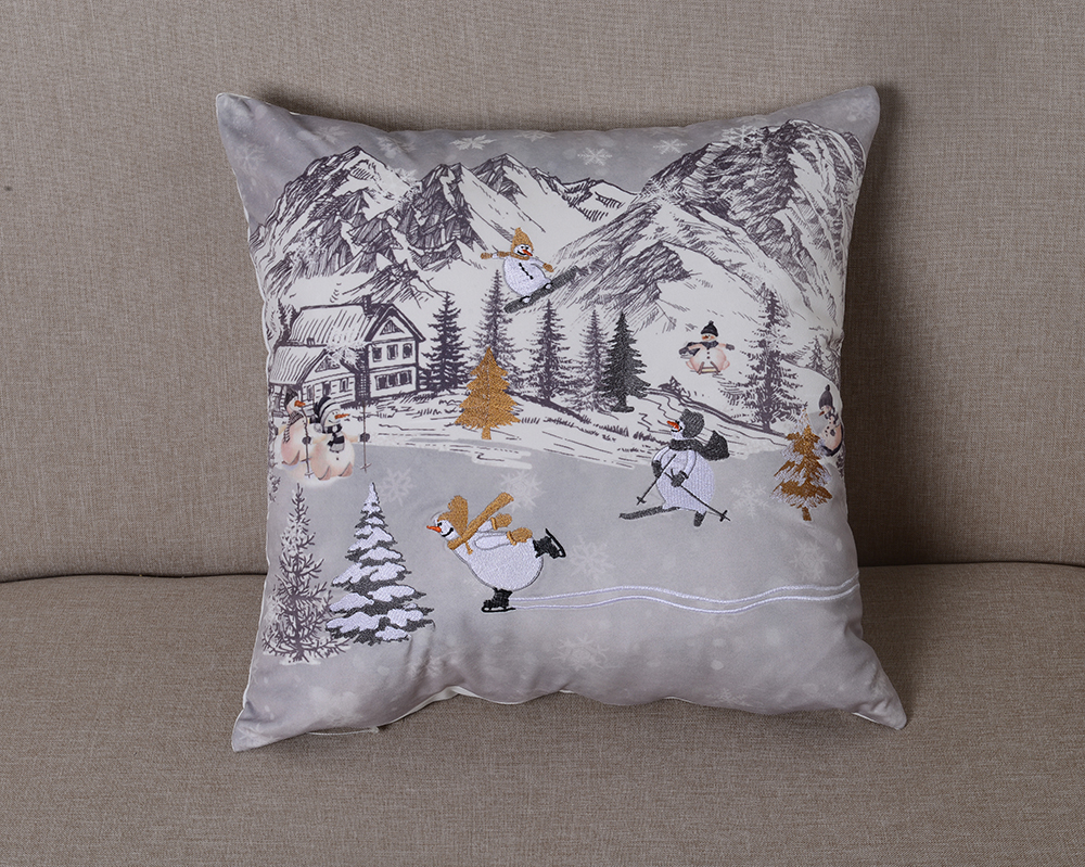 Beautifully printed and embroidered winter penguin Christmas decoration cushion throw pillow