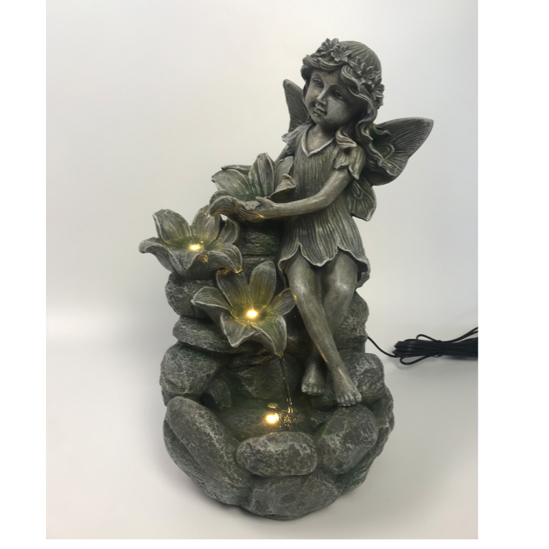 classical antique polyresin fairy fountain for garden decoration