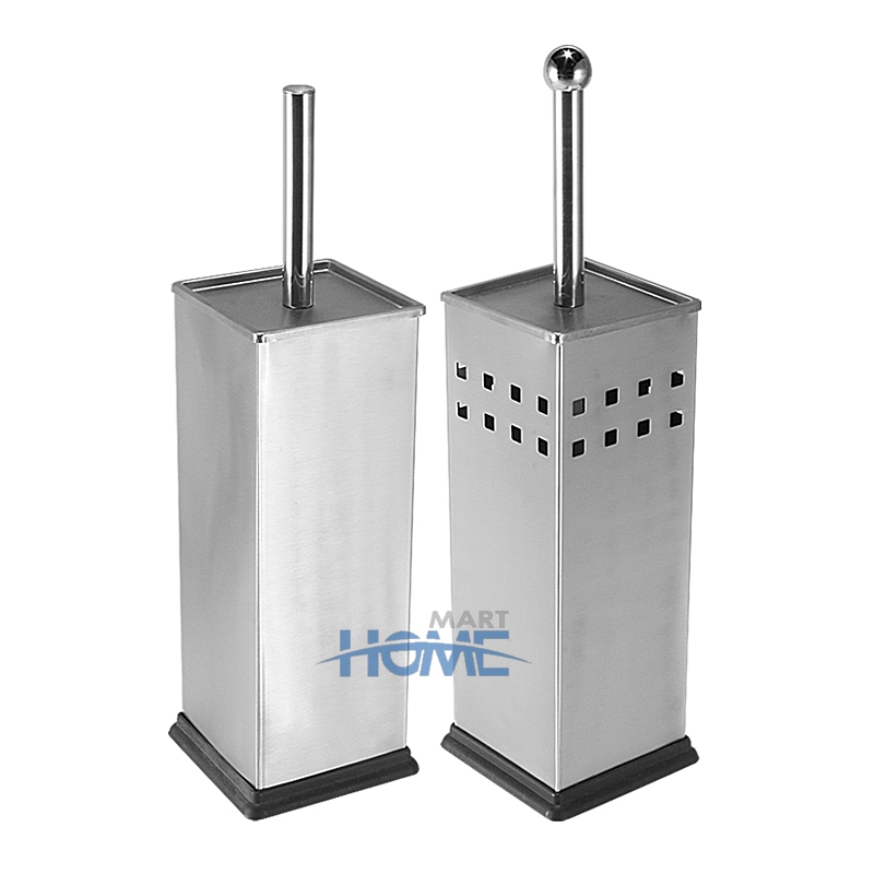 Stainless Steel Bathroom Cleaning Square Shape Toilet Brush Holder With Plastic Bottom Mirror Or Finished Brush Holder