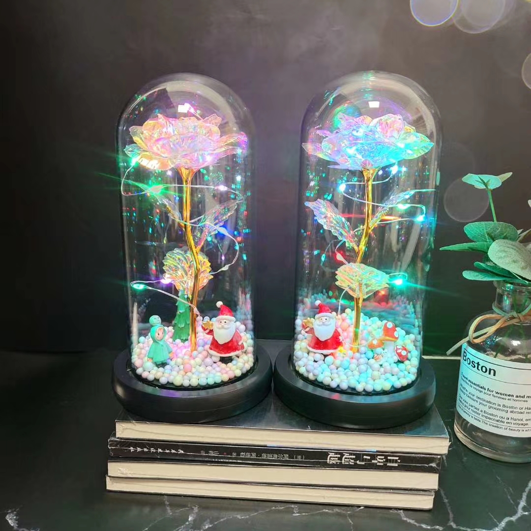 24K Gold Rose Glass Dome Light | Romantic Holiday Gift