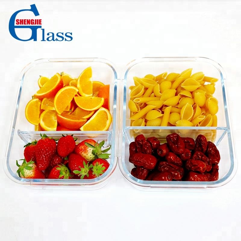 Glass food container with one divider（half/full）