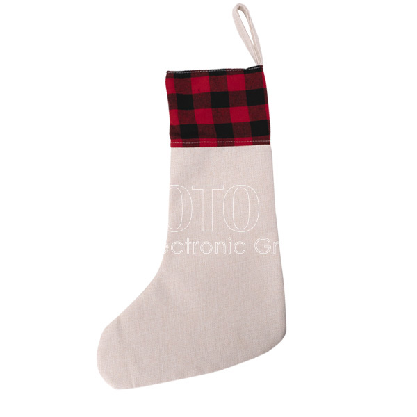 Sublimation Linen Christmas Stockings with Plaid Print