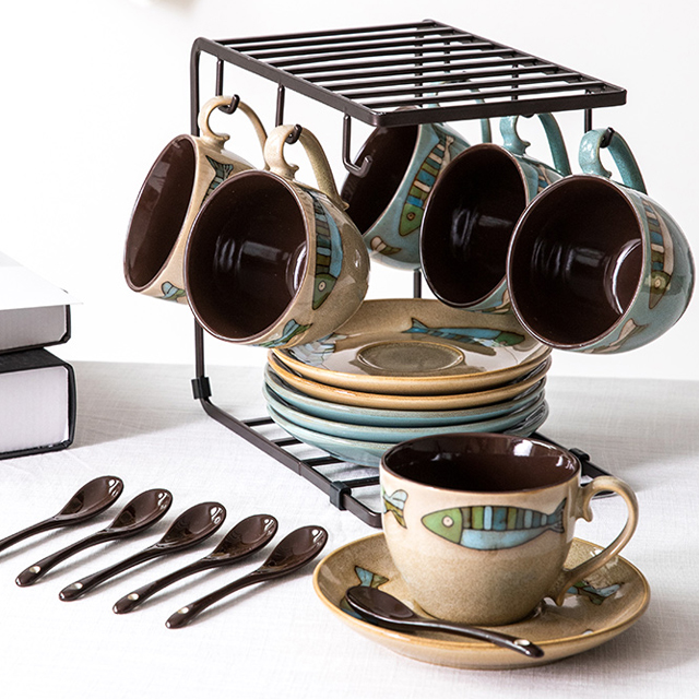 European luxury handmade ceramic coffee mugs, mugs and saucers