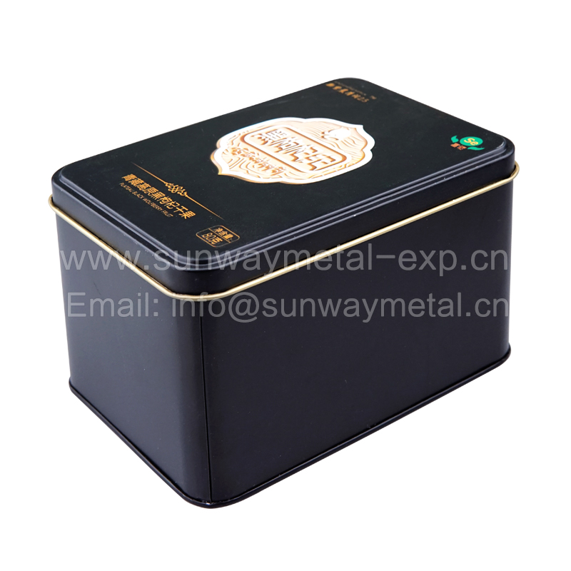 Black rectangle tin box food packaging tin