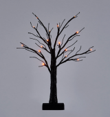 Lighted Small Tabletop Black Glittered Spooky Tree with Orange Lights 24 LED 18 Inches Lighted Halloween Twig Tree Decoration