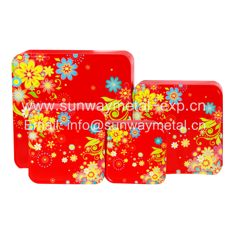 Square shaped tin box wedding gift tin box