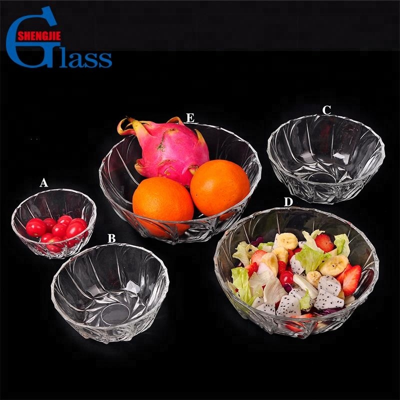 Manufacturer Embossed 5 pcs Glass Fruit Salad Bowl Set