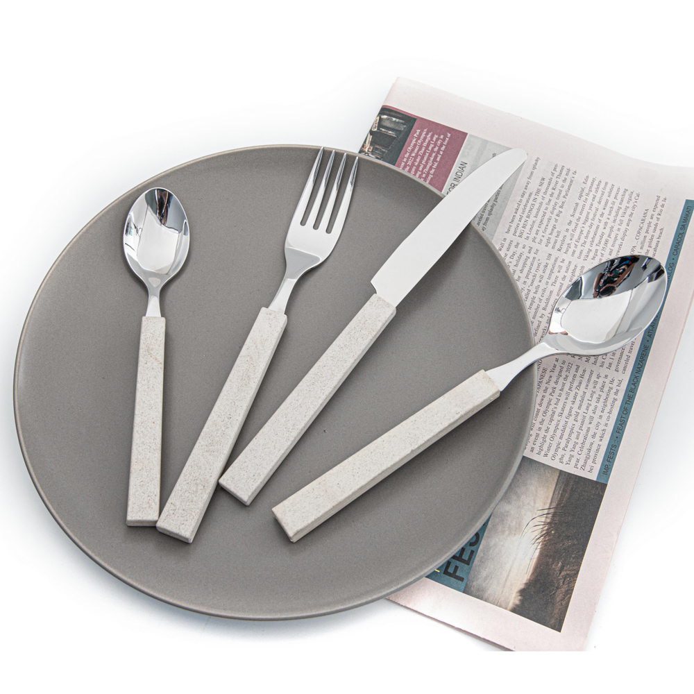 5pcs wheat straw stainless steel cutlery set