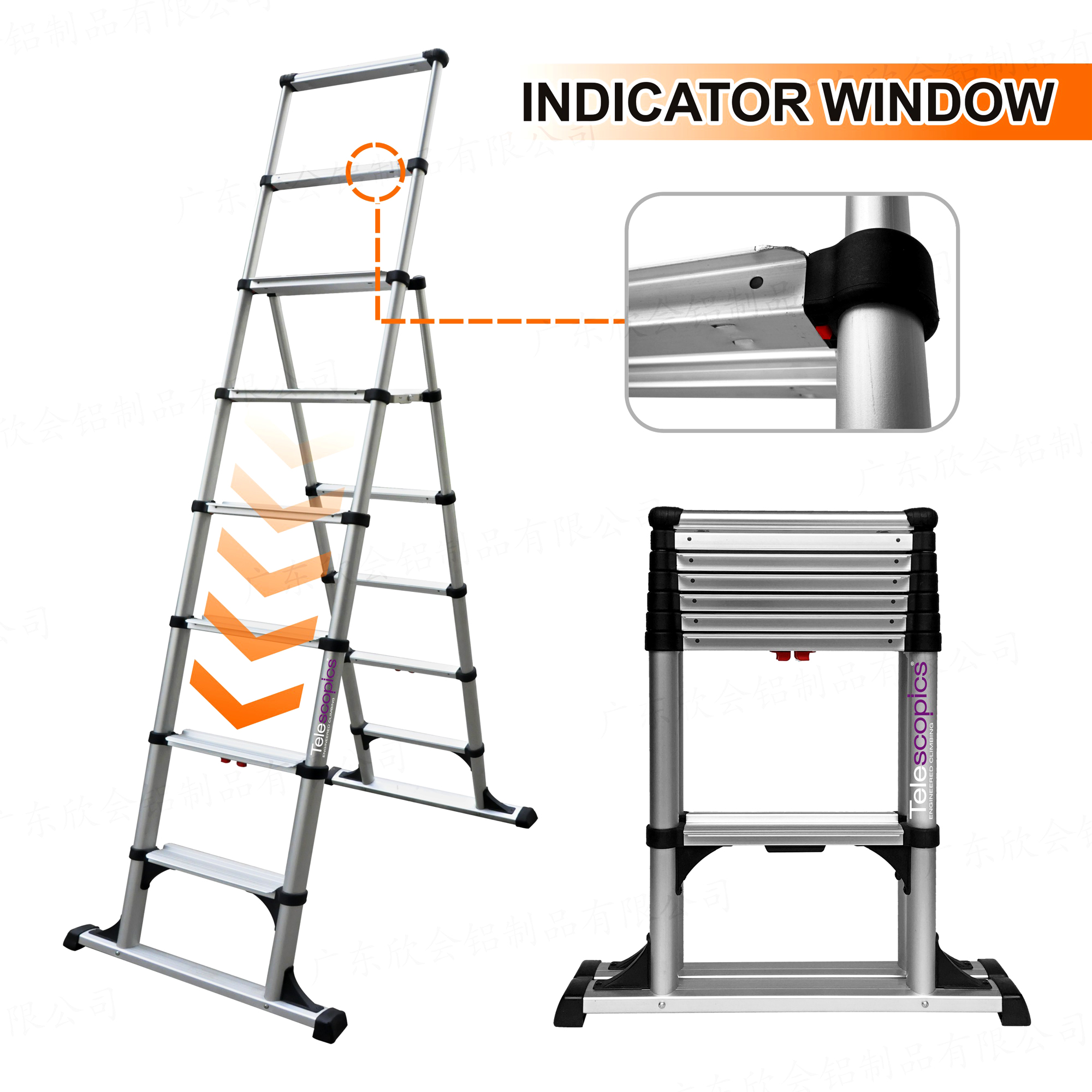 12 ft Reach Professional Wide Step Telescoping A-frame Ladder