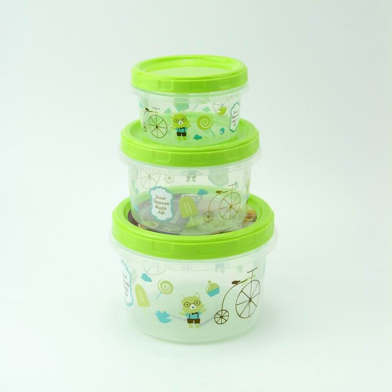 Cartoon keeping fresh box crisper (3pcs)plastic PP 3in 1 set convenient keep in refrigerator for tableware food