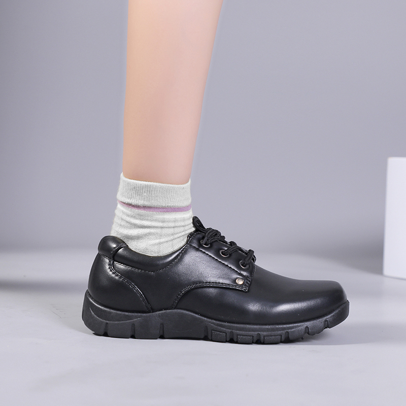 Newest Back to School Boys Disney Leather High Quality Cheapest Lace Up Well Sold Black Cemented Casual Dress Students School Shoes1605F-1N