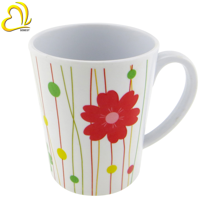 1 SEBEST Small Red Flower Melamine Mug SEMD048#01-9