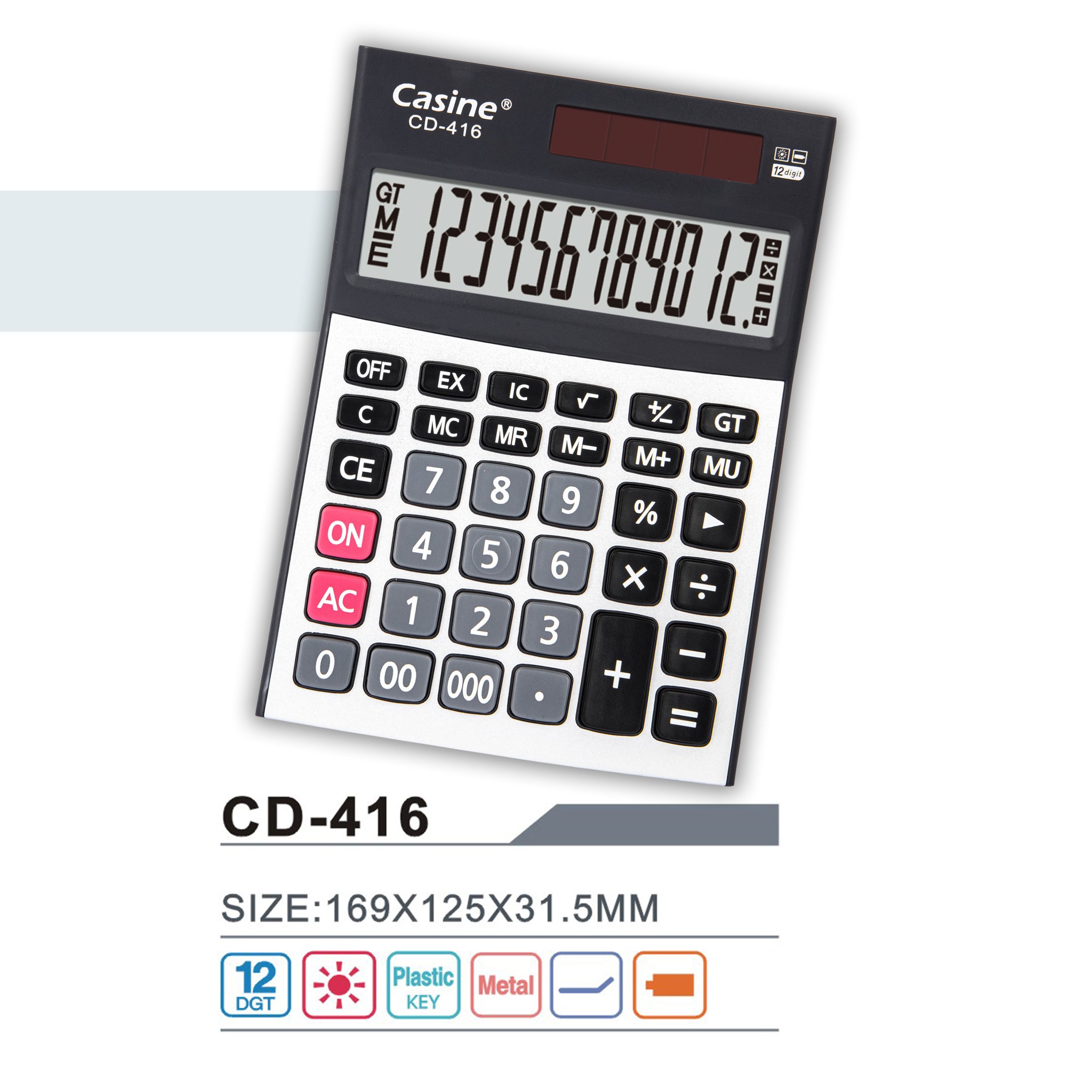 Casine-CD-416 - 12-digit desktop calculator big display