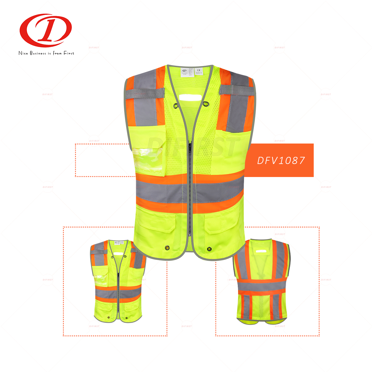 100% Polyester Oxford and Mesh Fabric Reflective Surveyor Vest