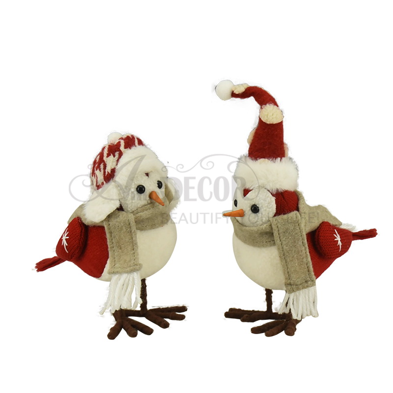 Fabric couple birds with wire feet