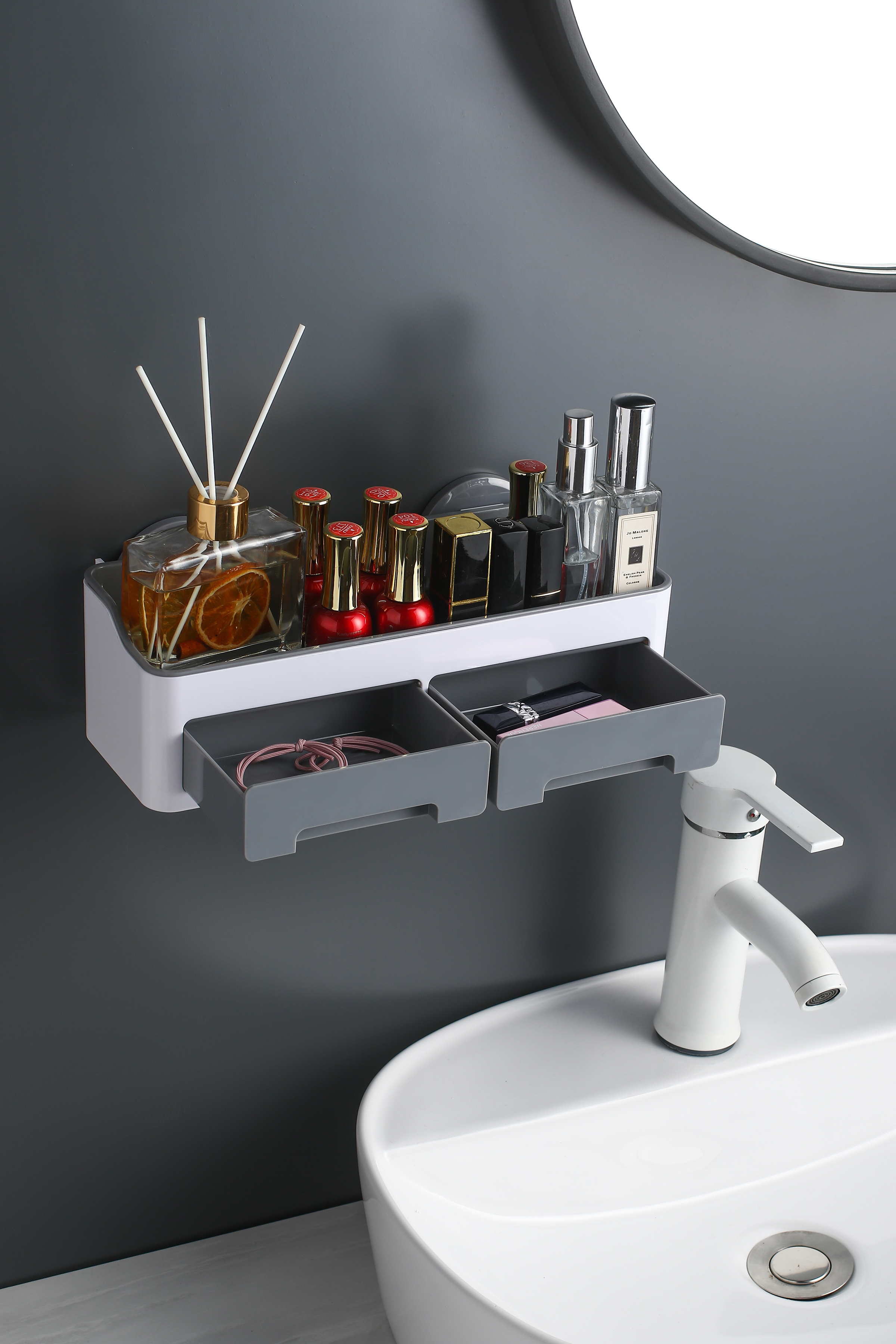 Multifunctional bathroom shelf with drawer