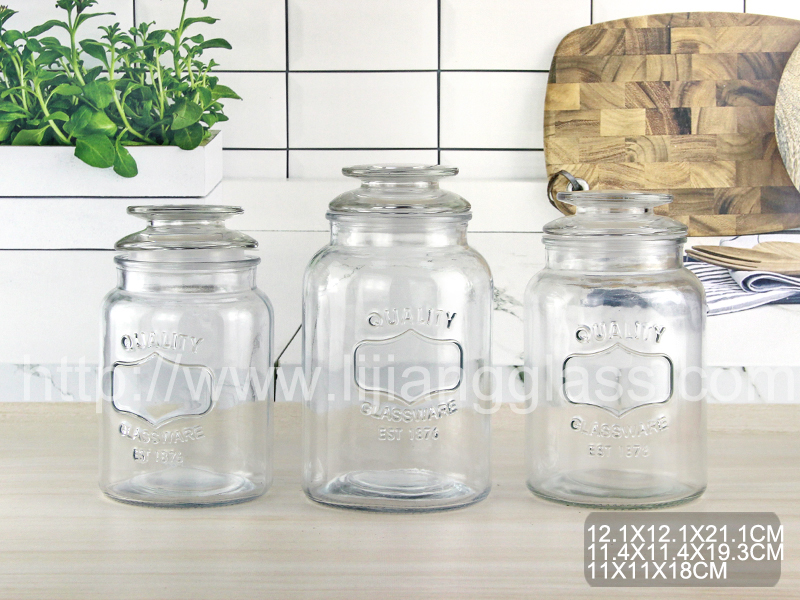 3pcs glass storage jar set