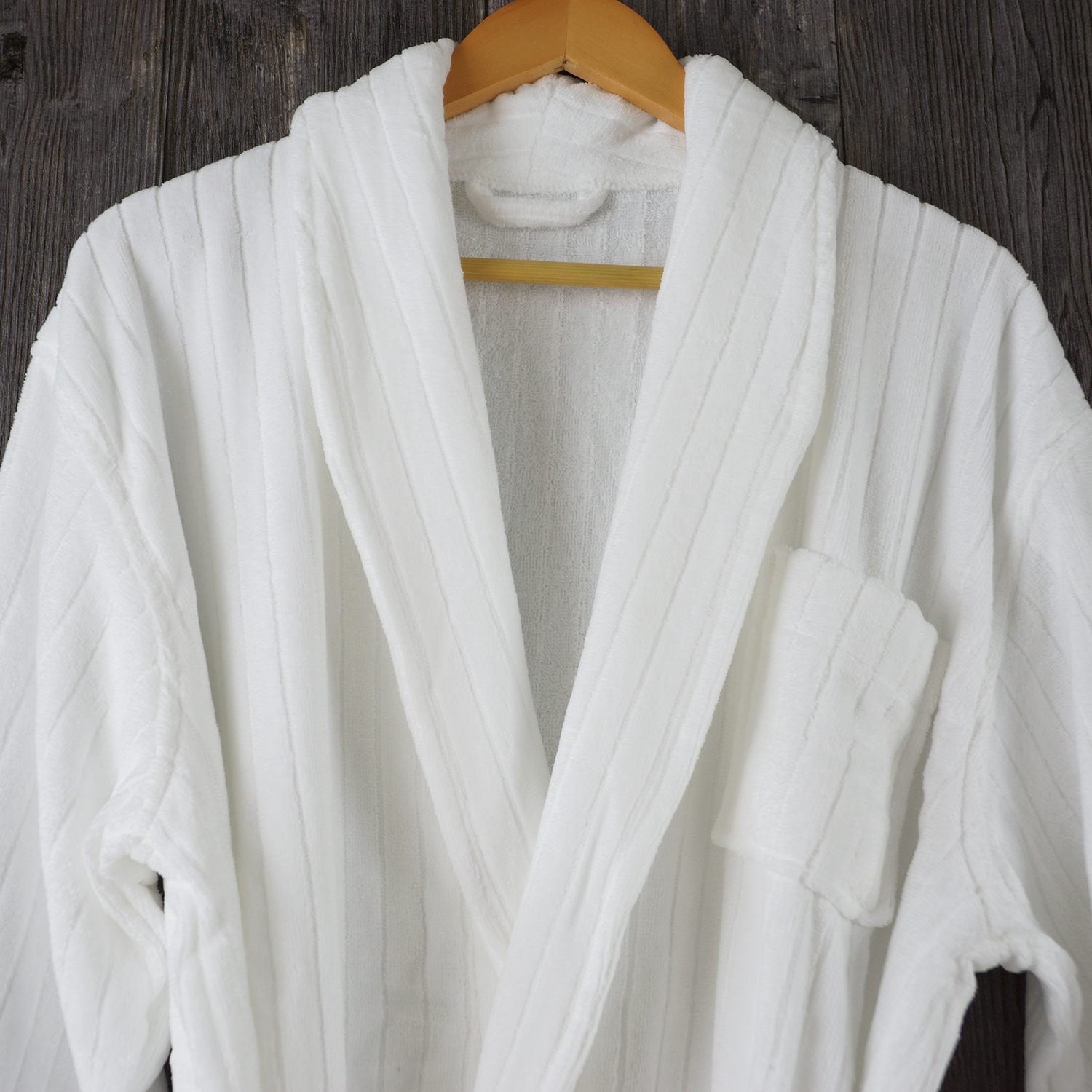 Professional Custom Jacquard Stripe 100% Cotton Velour Bathrobe for Hotel