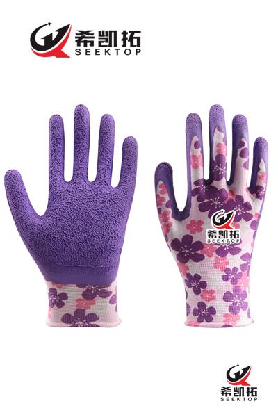 13g Floral Printed Polyester Shell Latex Crinkle Finish