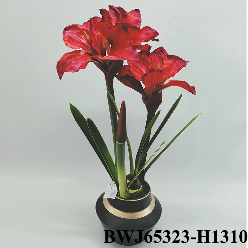 artificial Amaryllis flowers for decoration with base