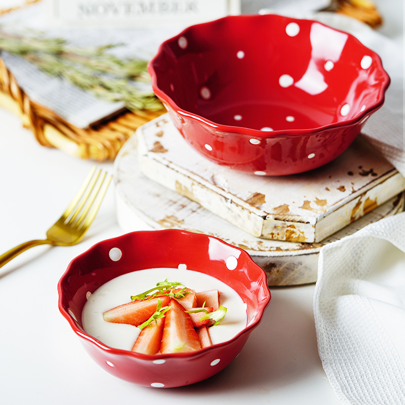 Polka Dot Salad Bowl