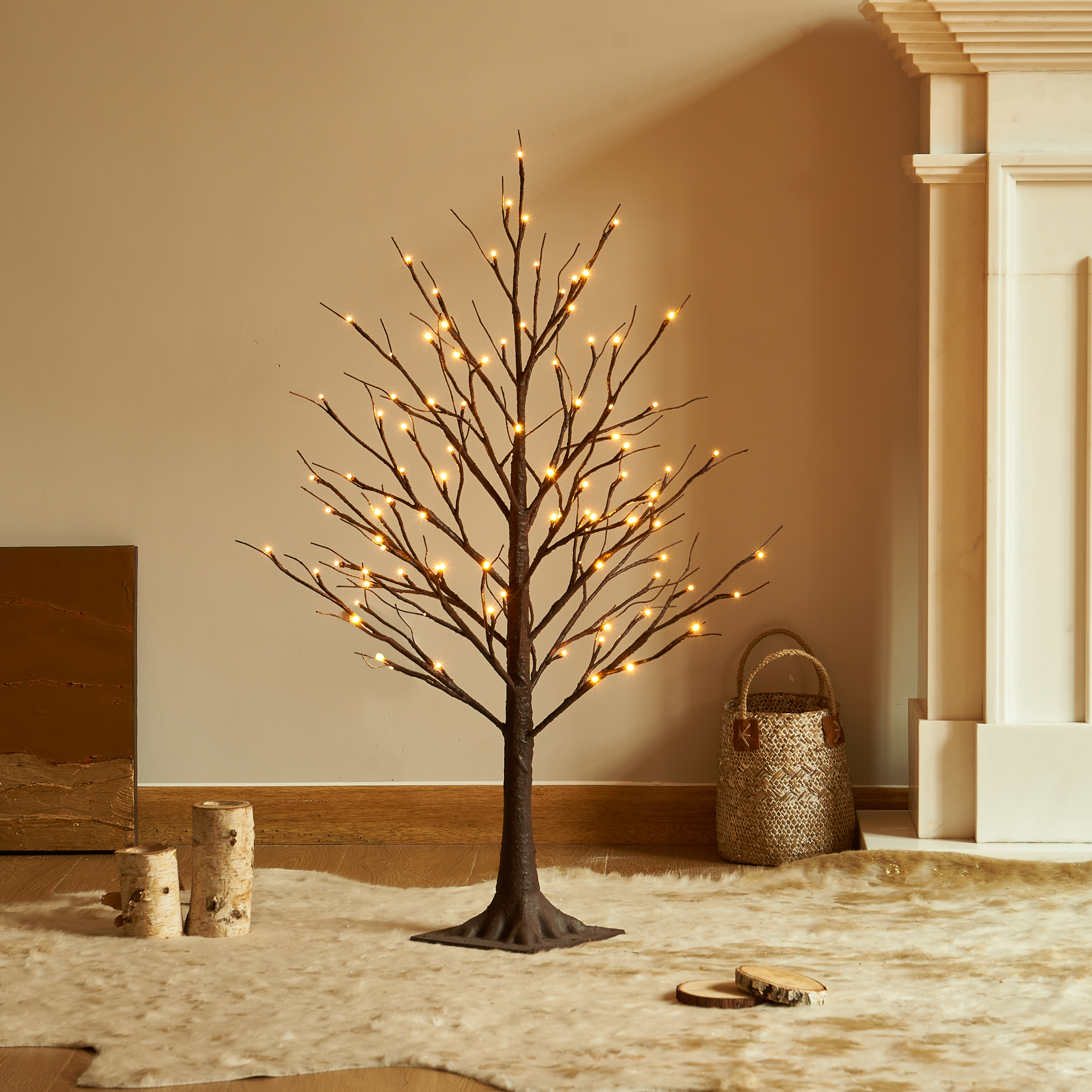 Christmas brown tree with lights