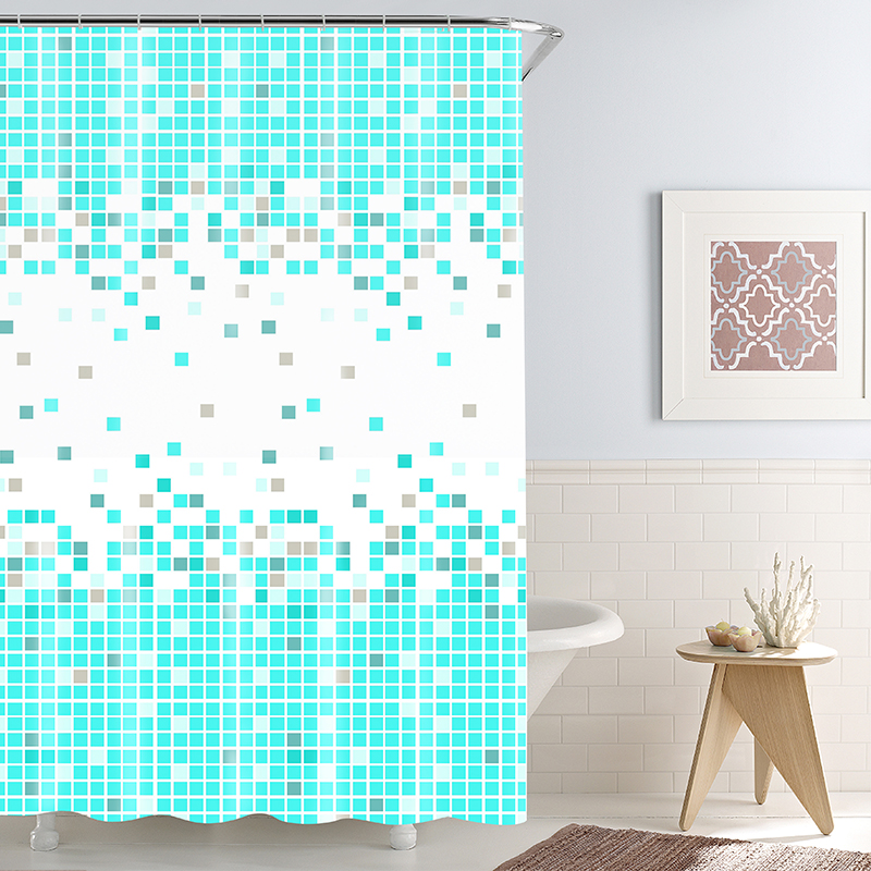 Waterproof and mildew proof printing polyester shower curtain