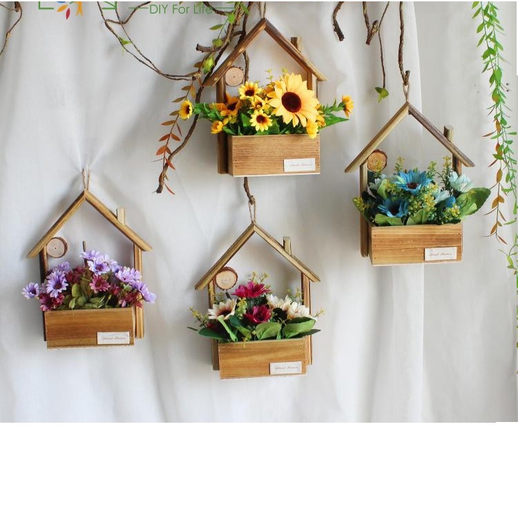 Wooden flower pot flower basket